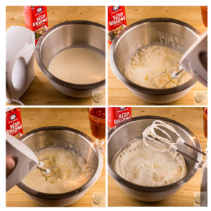 Images showing how to whip cream for the Flying Jacobs. Images showing how to whip cream for the Flying Jacobs.