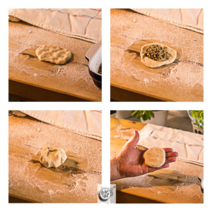 Rolling out dough and assembly of the Belyashi.