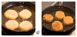 Frying the belyashi. Frying the belyashi.