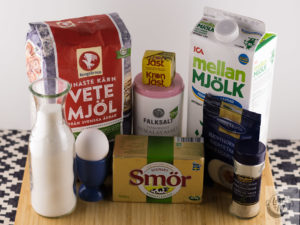 Ingredients for Semlor buns.