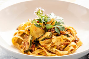 A plata of herb'n' garden pasta.