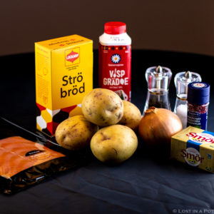 Ingredients for Jansson's frestelse.