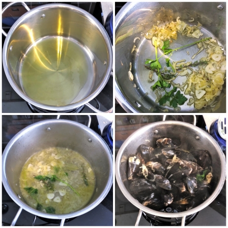 Steaming process for mussels.