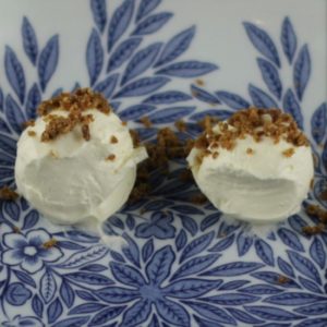 Bacon dust on top of smoked cream cheese.