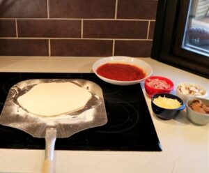 Making the Swedish capricciosa pizza, step 3.